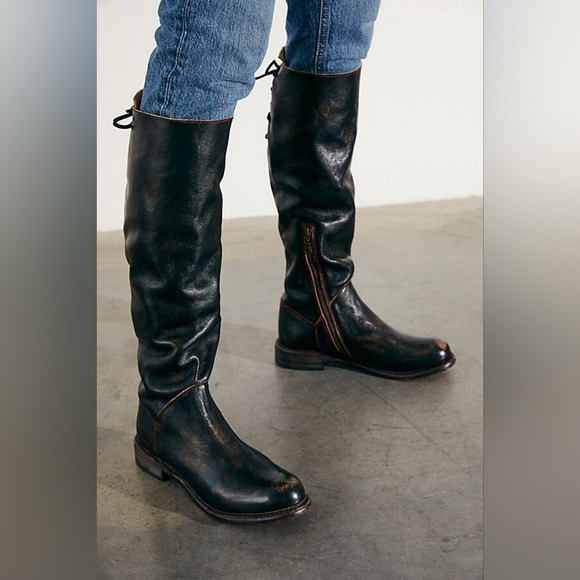 Bed Stu Manchester Distressed Leather Upper High Boots with Lace Accents - Picture 2 of 15